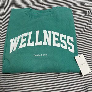 NWT Sporty Rich Wellness Ivy Crewneck Sweatshirt in Faded Teal